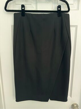 Donna Karan Black Wrap-Front Pencil Skirt
